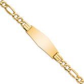 14k Polished Semi-Solid Chain/Solid Plate Figaro Link Soft Diamond Shape 39x14mm Plate 8 inch ID Bracelet